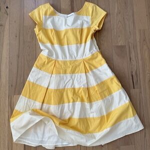 Wayward Fancies eShakti Size XL 18 Dress Yellow Stripe Nautical White Lotus